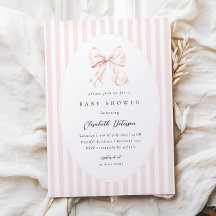 Elegante rosa Streifen Bogen Baby Shower