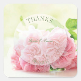 Elegante Rosa Summer Rose Wedding Quadratischer Aufkleber