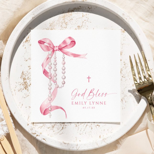 Elegante rosa Taufe und Rosardartaufen Serviette (Von Creator hochgeladen)