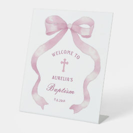 Elegante rosa Taufe Willkommen Sockelschild