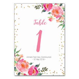Elegante Rosa Tischnummer