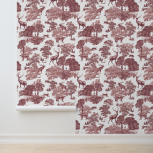Elegante, rosa Toile der Hirschtiere Tapete