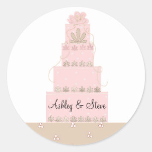 Elegante rosa Torte Save-the-Date Runder Aufkleber