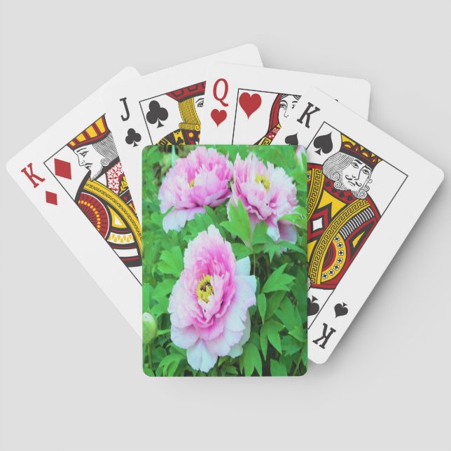 Elegante Rosa Tree Peony Blume mit Gelbzentrum Spielkarten (Rückseite)