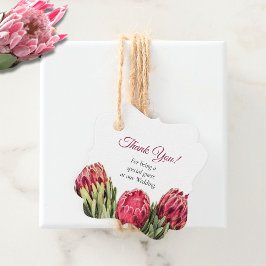 Elegante, rosa tropische Protea Blume Hochzeiten Geschenkanhänger