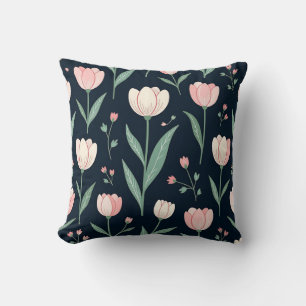 Elegante rosa Tulpen Blumen nahtloses Muster Kissen