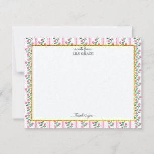 Elegante rosa Tulpen-Blumen- und Gold-Style Dankes Mitteilungskarte
