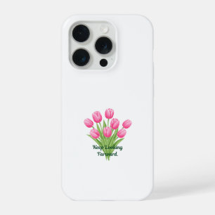 Elegante rosa Tulpen Botanisches Motivationszitat iPhone 15 Pro Hülle