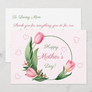 Elegante rosa Tulpen Floral Frohes Muttertag Karte