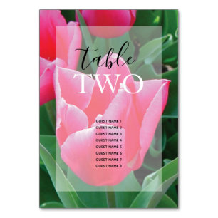 Elegante rosa Tulpen Hochzeitsgastnamen Tischnummer