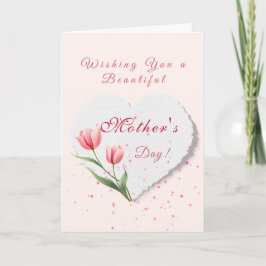 Elegante rosa Tulpen & Papierherz Muttertag Karte