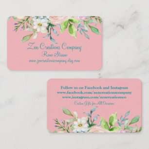 Elegante rosa und Aquamarine florale Visitenkarte