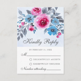 Elegante rosa und blaue Aquarellfarben-SVP-Karte Hinweiskarte