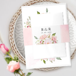Elegante Rosa und Blütenblüte, Hochzeit in Wasserf Einladungsbanderole