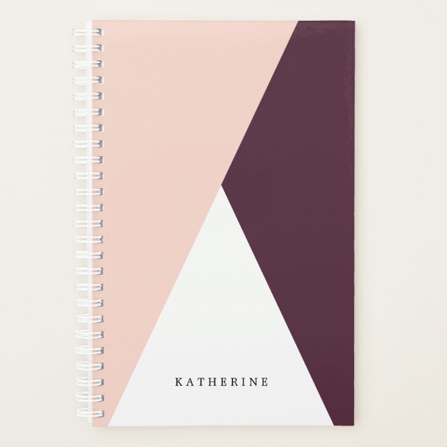Elegante, rosa und bordeauxfarbene geometrische Dr Planer (Vorderseite)