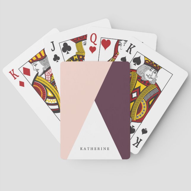Elegante, rosa und bordeauxrote Dreiecke Spielkarten (Rückseite)