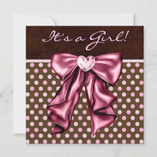 Elegante Rosa und Braun Girl Dusche Einladung