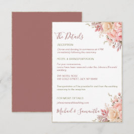 Elegante Rosa- und Elfenbeinfrühlings-Hochzeit der Begleitkarte