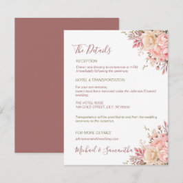 Elegante Rosa- und Elfenbeinfrühlings-Hochzeit der Begleitkarte