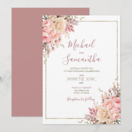 Elegante Rosa- und Elfenbeinfrühlings-Hochzeit der Einladung