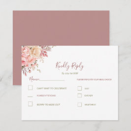 Elegante Rosa- und Elfenbeinfrühlings-Hochzeit der RSVP Karte