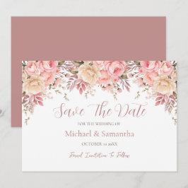 Elegante Rosa- und Elfenbeinfrühlings-Hochzeit der Save The Date