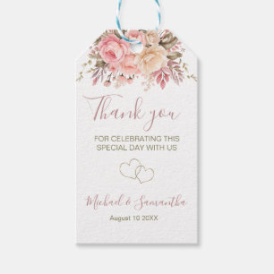 Elegante Rosa- und Elfenbeinhochzeit - Rose Geschenkanhänger