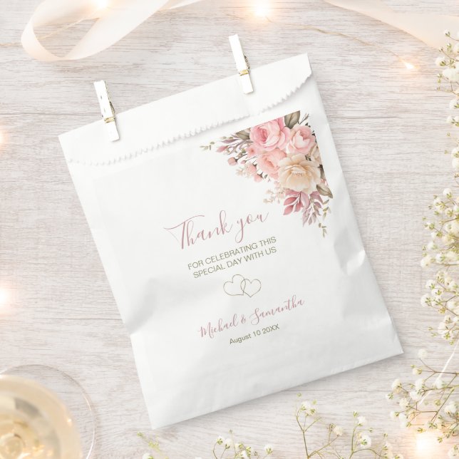Elegante Rosa- und Elfenbeinhochzeit - Rose Geschenktütchen (Ausgeschnitten)