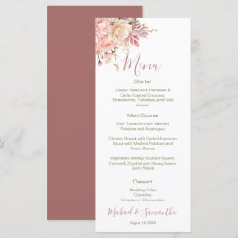 Elegante Rosa- und Elfenbeinhochzeit - Rose Menükarte