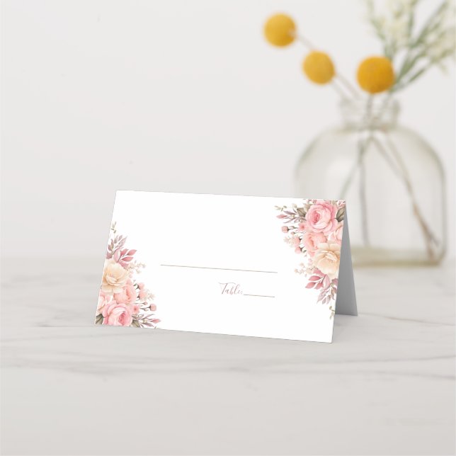 Elegante Rosa- und Elfenbeinhochzeit - Rose Platzkarte (Rückseite)
