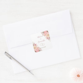 Elegante Rosa- und Elfenbeinhochzeit - Rose Quadratischer Aufkleber