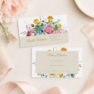 Elegante Rosa und Gelbe Frühlingsblüte Rose Visitenkarte