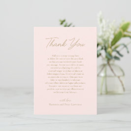 Elegante Rosa und Gold Foto Classic Wedding Dankeskarte
