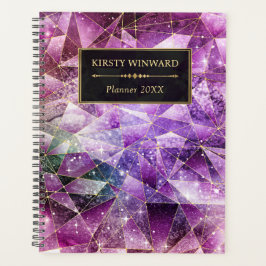 Elegante Rosa und Gold Midnight Crystal Galaxy Planer