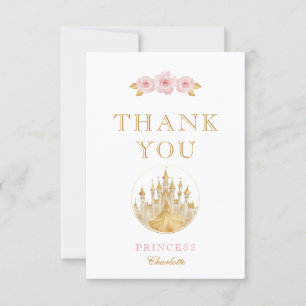 Elegante Rosa und Gold Prinzessin Danke Karte