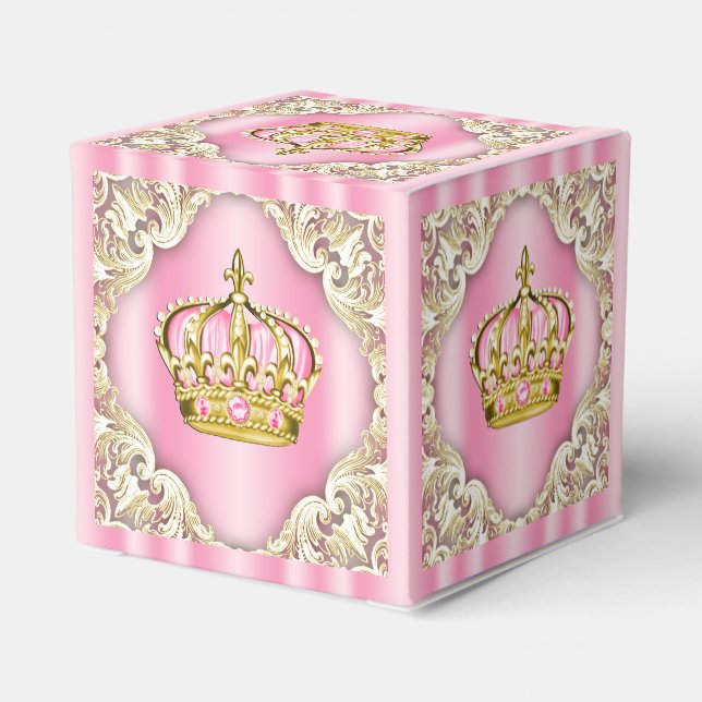 Elegante Rosa- und Golddruckkrone Geschenkschachtel (Rückseite)