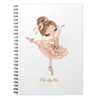 Elegante rosa und goldene Ballerina Prinzessin Notizblock