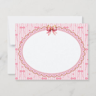 Elegante rosa und goldene Band-Schreibwaren Danke Mitteilungskarte