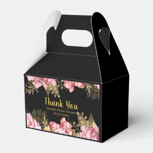Elegante rosa und goldene Blumen Sweet Sixteen  Geschenkschachtel