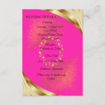 Elegante rosa und goldene Hochzeits-Details-Karte