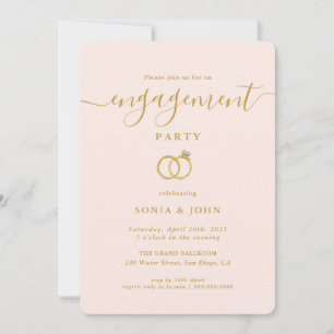 Elegante rosa und goldene Hochzeitseinladung Einladung