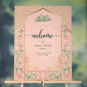 Elegante rosa und goldene islamische Hochzeitsbegr Acrylschild