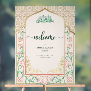 Elegante rosa und goldene islamische Hochzeitsbegr Acrylschild