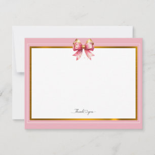 Elegante rosa und goldene Schleife Danke Mitteilungskarte