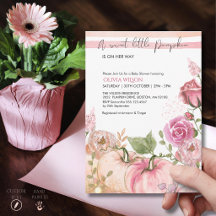 Elegante rosa und goldene Wasserfarben-Kürbis-Baby