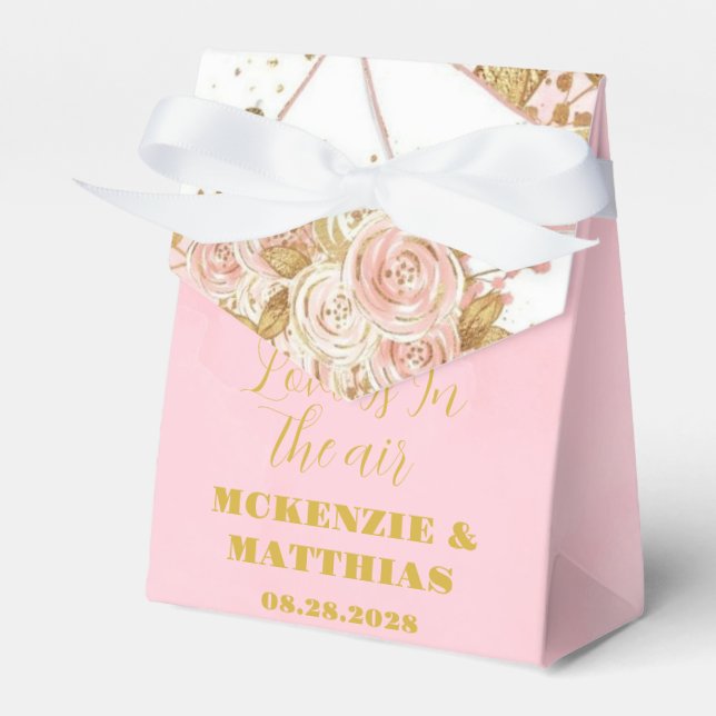 Elegante Rosa- und Goldpianenhochzeit Geschenkschachtel (Vorderseite)