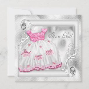 Elegante rosa und graue Baby Shower Einladung