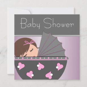 Elegante rosa und graue Babyshower-Einladungen Einladung