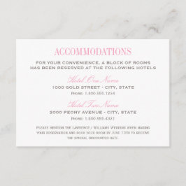 Elegante, rosa und graue Hochzeitsunterkünfte Begleitkarte