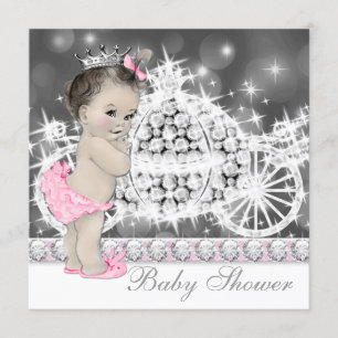 Elegante rosa und graue Prinzessin-Baby-Party Einladung